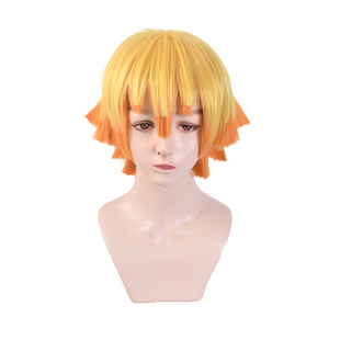 SUNCOS 鬼灭之刃 我妻善逸cos假发打毛 头皮顶渐变造型款假发现货
