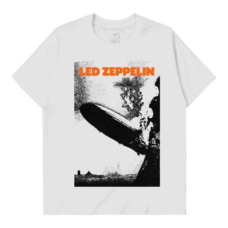欧美摇滚Led Zeppelin齐柏林飞艇乐队印花男女纯棉T恤短袖宽松夏