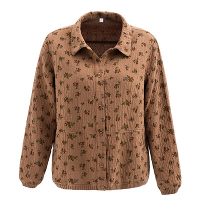 中老年春秋长袖衬衫女纯棉