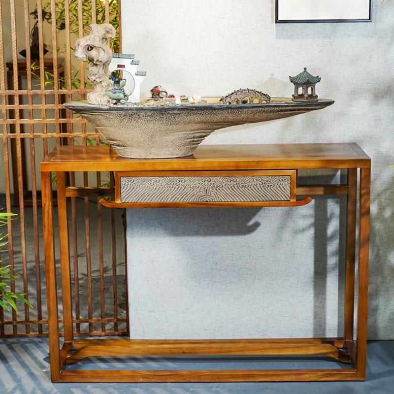 汉韵堂实木置物架客厅茶室展示架摆件室内多功能流水装饰储物底座