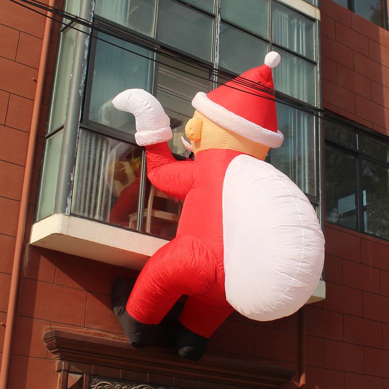 充气发光圣诞节气模爬墙气雪人装饰模型美陈定制卡通老人商场定制