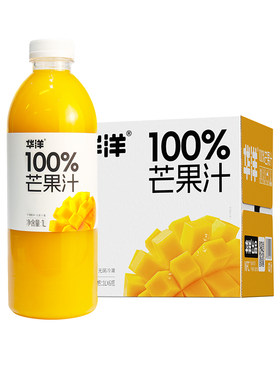 华洋100%果汁1L*2瓶芒果汁