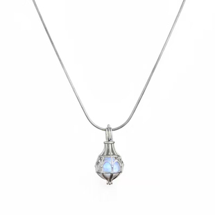 天然月光石复古法式925银吊坠项链轻奢小众精致高级感毛衣链