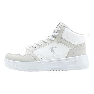 乔丹男鞋高帮板鞋男款2026新款皮面防水运动鞋男生厚底休闲小白鞋