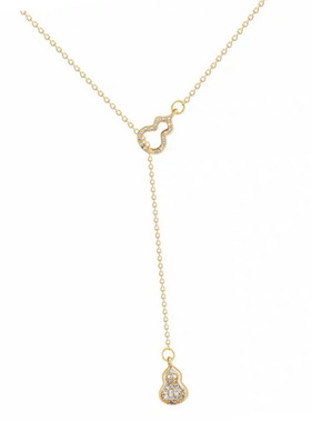 厂家直销微镶锆石葫芦流苏项链女