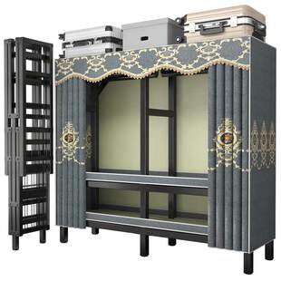 新款挂布简易免安装衣柜家用卧室折叠加粗加厚结实耐用全钢架结构