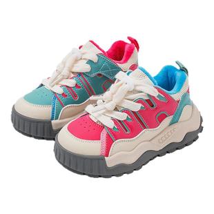 天美意女童运动鞋男童鞋子冬季加绒老爹鞋2025新款儿童二棉跑步鞋