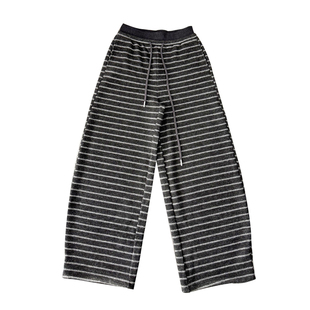 OTEBANBASS25SS秋冬加绒系带休闲弯刀裤女高腰休闲宽松直筒阔腿裤