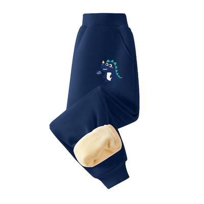 红豆男童加绒裤子一体绒加厚保暖裤2025新款男宝冬季棉裤儿童长裤