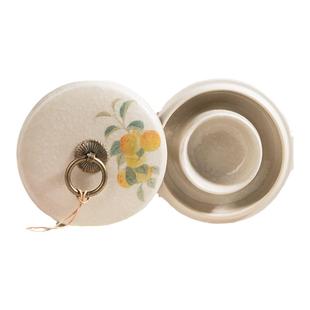 兰斋设计研发青梅陶瓷火锅砚台带盖书法墨盒墨蝶毛笔墨汁砚台火锅砚不干墨书法专用墨池墨碟防干墨盘墨台保湿