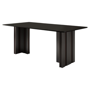 德利丰岩板餐桌家用现代简约小户型饭桌中古风长方形黑色岩板餐桌