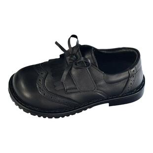 贝然童鞋软牛皮鞋儿童女童黑色巴洛克洛丽塔软底英伦魔术贴演出鞋