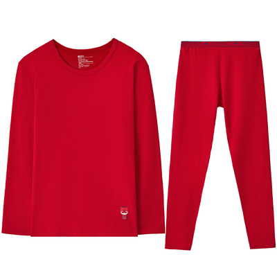 本命年红豆红A类磨毛秋衣秋裤