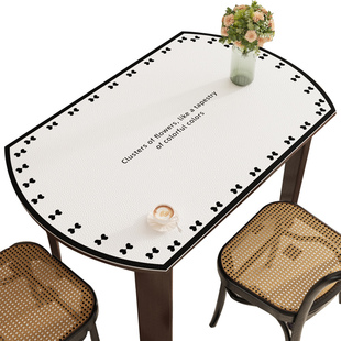 伸缩折叠桌椭圆形餐桌垫防水防油防烫免洗桌布中古风餐桌布茶几垫