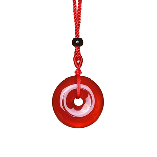 普陀山红玛瑙黄玉髓平安扣吊坠男士玉石挂件钥匙扣女项链礼物正品