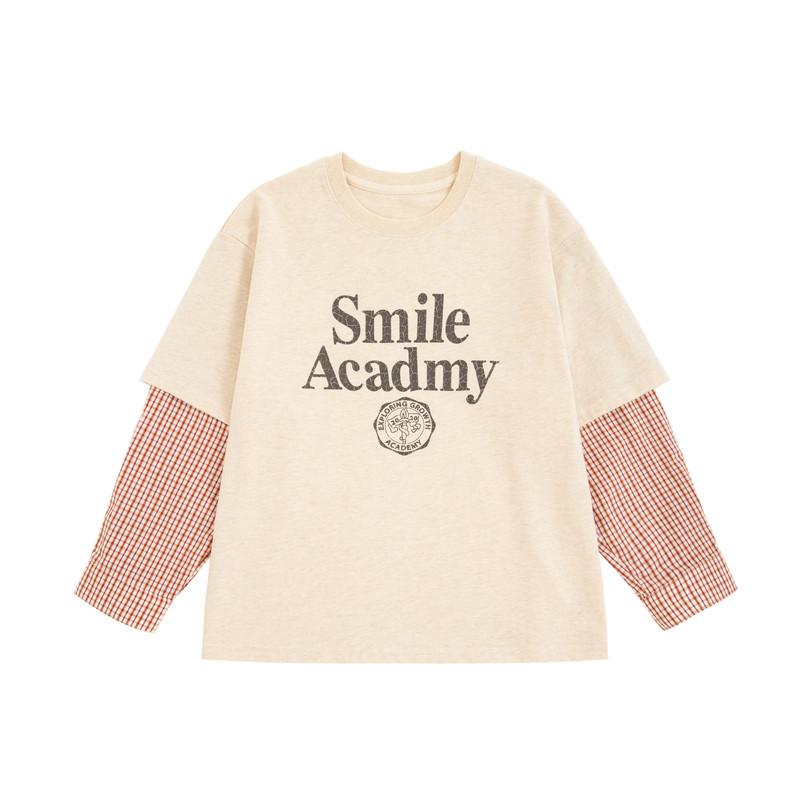 Its smile 「经典美式复古」学院风假两件拼接长袖T恤男童秋新款
