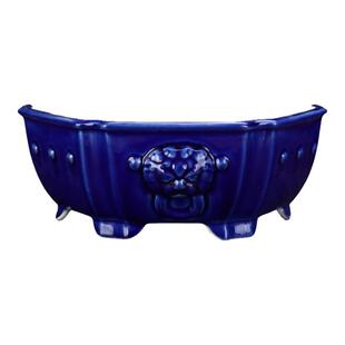 精品紫砂花盆桌面六方高档大口径盆景盆冰裂釉复古简约陶瓷石湾盆