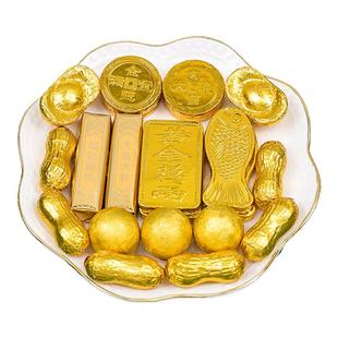 金币巧克力蛋糕装饰元宝金鱼花生金球金牌婚庆摆件烘焙可食用插件