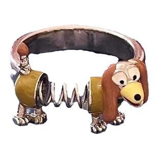 可爱个性创意弹簧狗戒指 闺蜜同学生儿童网红食指戒情侣对戒指环