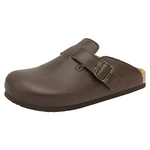 UBZ 防水包头皮面棕色勃肯半拖鞋女外穿2025秋新款一脚蹬博肯单鞋