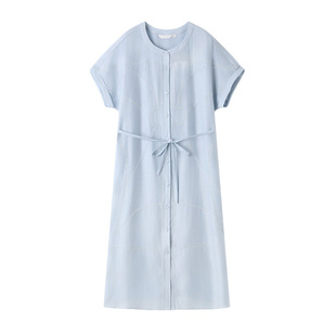 IHIMI海谧甄选莱赛尔醋纤连衣裙女2025夏季高级感时尚轻薄中长裙