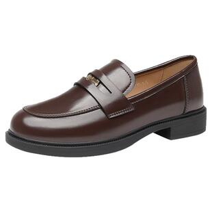 大东官方乐福鞋女2026新款春季女士小皮鞋软底软皮一脚蹬通勤单鞋