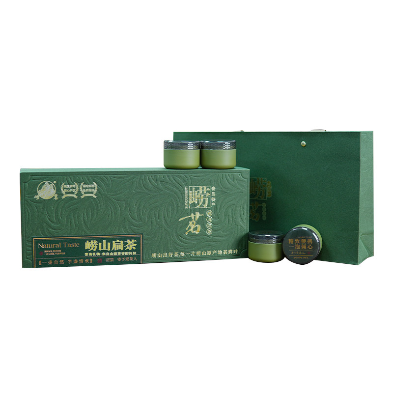 崂茗豆香礼盒装小罐浓香崂山绿茶