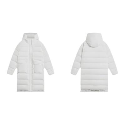 李宁女子防跑绒长款连帽羽绒服