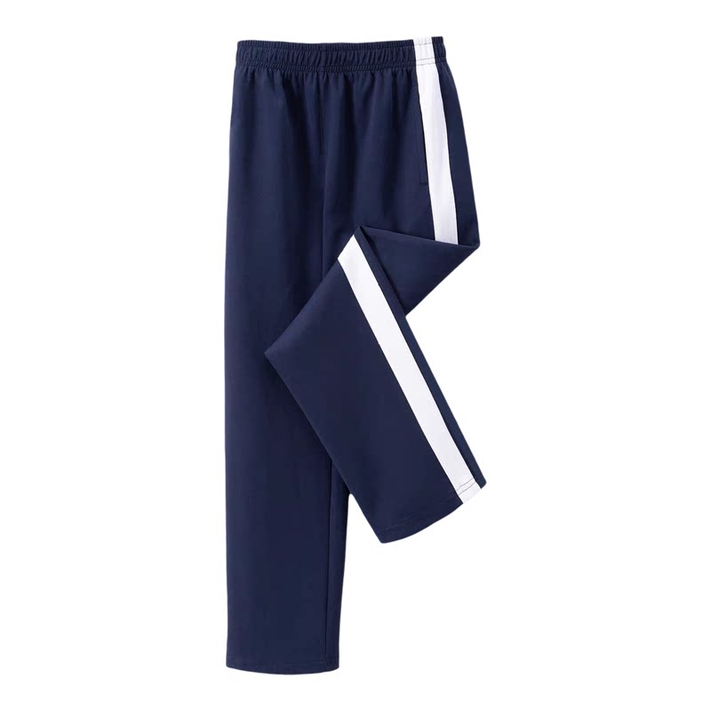 加绒加厚一道杠直筒深蓝色校服裤