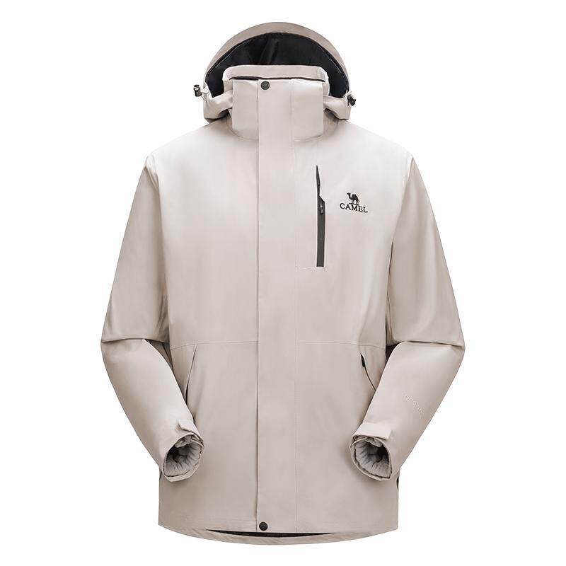 [羽绒版]骆驼3514系列羽绒服冲锋衣女款三合一户外加厚冬季外套男