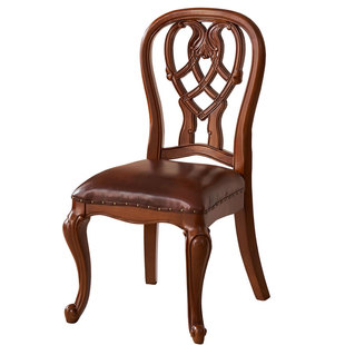 美式乡村阳台休闲椅全实木欧式复古客厅书椅餐椅家用书桌洽谈椅子