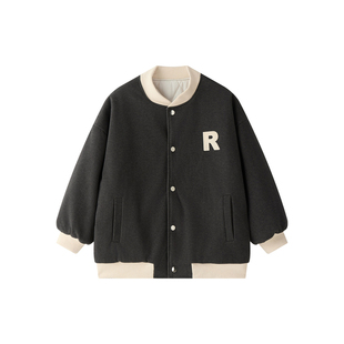 虾酱麻麻男童呢子外套冬装2025新款男孩夹棉上衣加厚儿童装棒球服