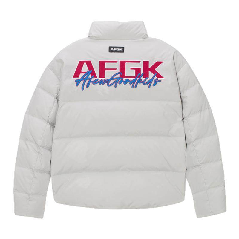AFGK手写刺绣撞色冬季立领羽绒服