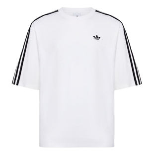 adidas阿迪达斯三叶草白色大号半袖夏男女宽松透气短袖T恤 KG6332