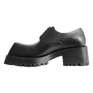 大翘头方头小众皮鞋女巴黎厚底增高跟百搭英伦德比鞋发型师男鞋潮