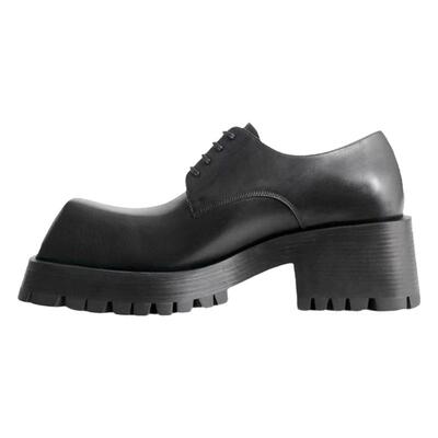 巴黎大翘头方头厚底德比皮鞋男女