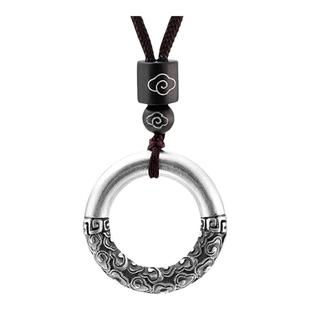 S999纯银实心金箍棒平安扣吊坠潮牌项链情侣款挂件民族风送男友