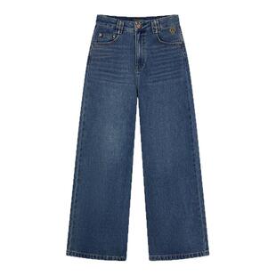 TeenieWeenie小熊女装牛仔裤秋冬季复古时尚简约松弛直筒裤长裤