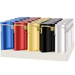 男士高端礼物金属翻盖防风蓝焰直冲打火机企业商务名片高档定制