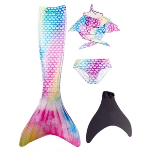 KIKOBABY儿童美人鱼泳衣泳装三件套鱼尾巴大中小女童公主裙比基尼