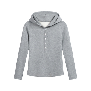 SHALL NOT UNTRUE 灰色连帽卫衣/不规则开叉半裙休闲慵懒时尚套装