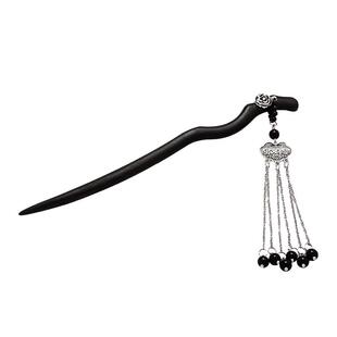 黑檀木发簪新中式古风女高级感步摇盘发钗簪子汉服马面裙配饰头饰