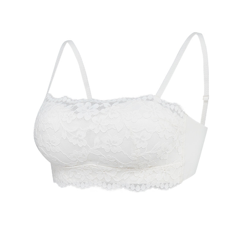 蕾丝抹胸内衣女夏季薄款小胸无钢圈防走光收副乳防下垂细肩带文胸