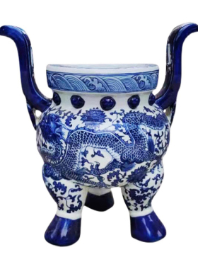 景德镇拜佛双龙戏珠中式风瓷器