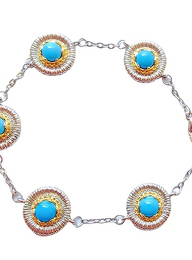 拉丝雏菊绿松手链女轻奢手链