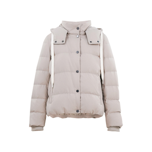 HONRN/红人可拆卸帽短款羊毛白鹅绒羽绒服外套女款冬季HI55YR463