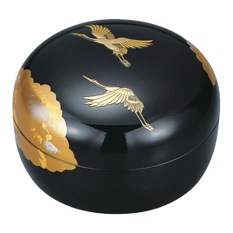 日本进口漆器圆形金箔收纳盒子