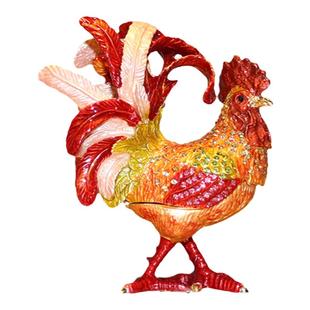 珐琅彩公鸡摆件首饰盒生肖工艺品吉祥物创意礼品