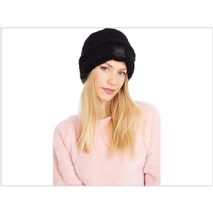 UGG女士帽子无帽檐小便帽卷边毛绒纯色logo加厚冬正品JXJ9421892