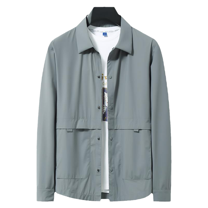 冰丝薄款大码夹克男翻领肥佬夏季户外皮肤衣加大号宽松凉感防晒服